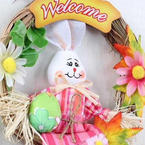 Lovely Funny Plush Colorful Bunny Wreath Scarecrow Pendant Rabbit Doll for Festival