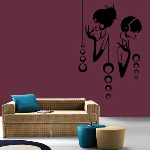 WJWY Fashion Women Wall Sticker Home Decor Living Room Bedroom Removable Vinyl Art Murals Hollow Out Wall Decals