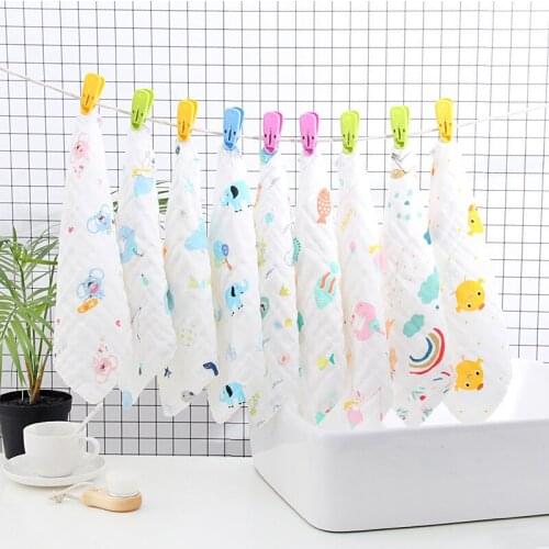 5pcs/Lot Muslin 6 Layers Cotton Soft Baby Towels Baby Face Towel Handkerchief Bathing Feeding Face Washcloth Wipe Burp Cloths
