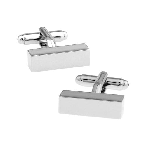 Men Jewellery Engravable Cufflinks Wholesale&retail Silver Color Copper Rectangle Design Best Gift For Men