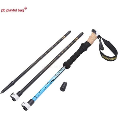 Outdoor Professional External Lock 3Sections Aeronautical carbon Mountaineering Cane Lengthened EVA Tungsten Steel Tip ZK02