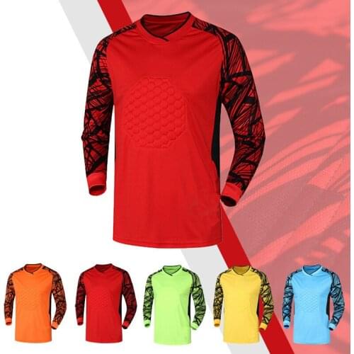 New Men Soccer Goalkeeper Jersey Sponge Protector Doorkeeper Camisetas De Futbol Men Goalkeeper Shirts Uniforms