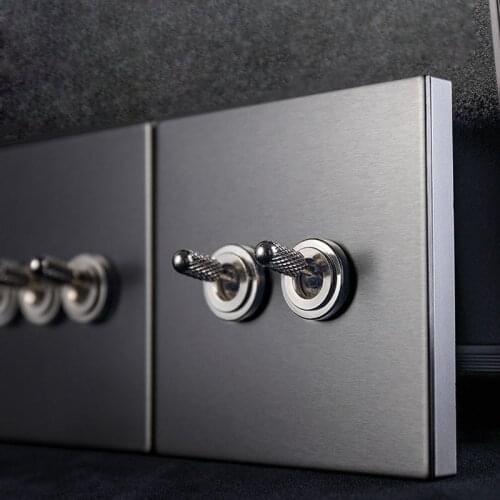 Home Improvement 86 Type 1-4 Gang 2 Way Concealed Stainless Steel Panel Retro Brass Toggle Switch 10A 220V