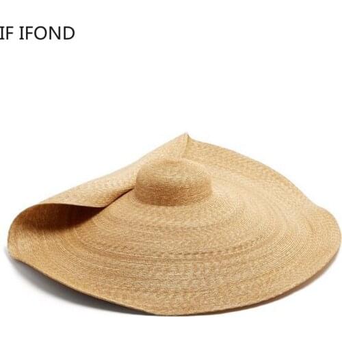 80CM Wide Brim Oversized Beach Hats UV Protection Foldable Sun Shade Hat Fashion Party Travel Hat