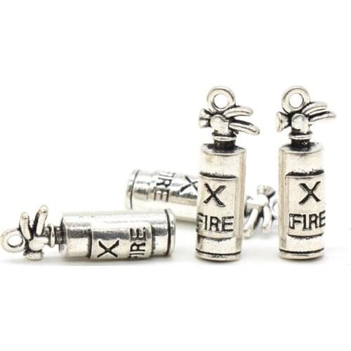 6pcs 22x8mm Fire Extinguisher Charms Antique Silver Color Metal Alloy Pendant Accessories Handmade Jewelry DIY Craft Wholesale