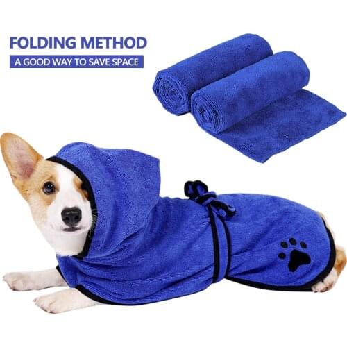 Dog Cat Bathrobe XS-XL Pet Dog Bath Towel for Small Medium Large Dogs Microfiber Super Absorbent Pet Drying Towel Pet Supplies