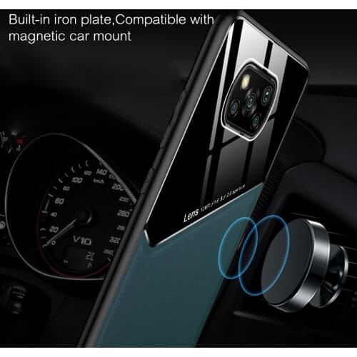 Luxury Splicing Leather texture Shockproof Case For Xiaomi Poco X3 NFC F2 Pro K30 X 3 Car Magnetic holder Phone Cover Funda