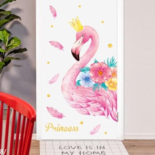 110*143cm Pink Flamingo Wall Stickers for Kids room Girls room Removable Vinyl Wall Decals Eco-friendly DIY Wall Murals Poster