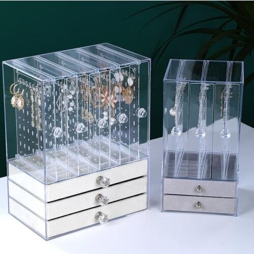 High-end Jewelry Box, Large Capacity Earring Storage Box, Transparent Jewelry Display Stand, Dustproof Princess Jewelry Stand