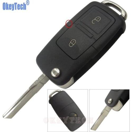 OkeyTech 2 Buttons Flip Folding Remote Car Key Case Fob Shell For VW VOLKSWAGEN MK4 Seat Altea Alhambra Ibiza Car Styling Cover