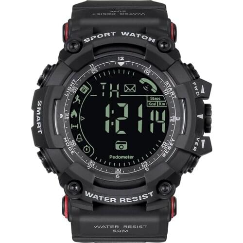 RGTOPONE Mens Black Smart Watches for Phones 5ATM Waterproof Step Motion Sports Digital Wristwatch Clock Pressure Gauge Rate