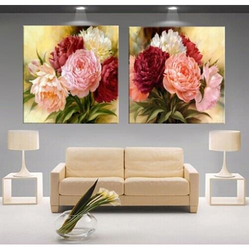 Modern 3D white lotus definition pictures canvas Home Decoration living room Wall modular painting Print cuadros(no frame)2pcs