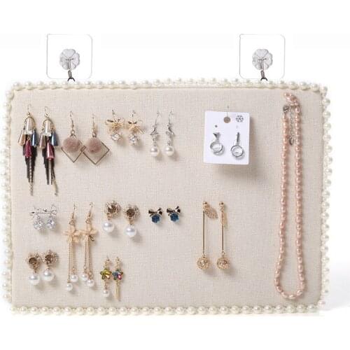 Wall Hanging Earring Display Board Velvet Flax Jewelry Stand Storage Holder Earnail EarClip Rack Necklace Showcase Wedding Props