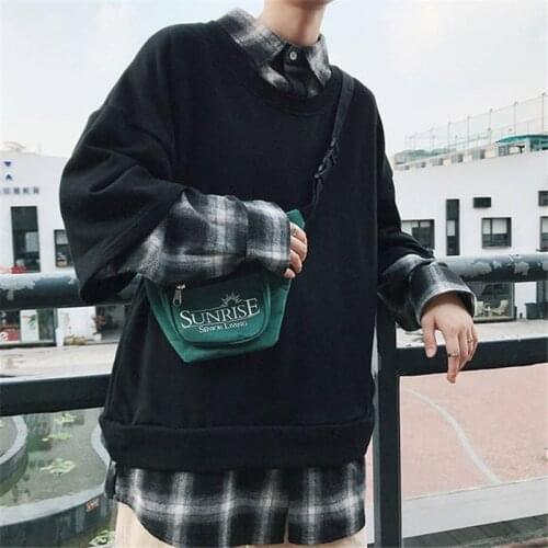 Patchwork Hoodie Streetwear Male Long Sleeve Tops male High Street Punk Hoody Males Casual Japan Autumn Plaid Sweatshirts Male