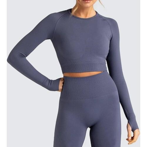Workout Tracksuit Women Seamless Yoga Set Running Sport Suit Long Sleeve Exercise Sportswear Hip Up Gym Fitness Clothing