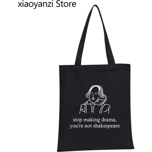 Stop Making Drama Quotes Funny Eco Reusable Girls Fashion Handbag Tumblr Grunge Shopper Bags Women Graphic Shoulder Bag