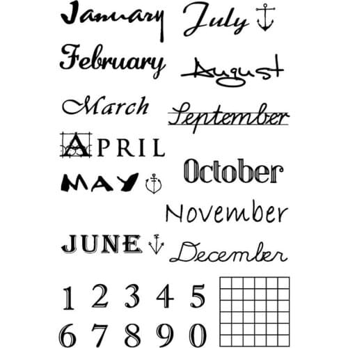 Fun Months of the Year Stamps Clear Numbers planner Journal Stamps Travelers notebook Stamps
