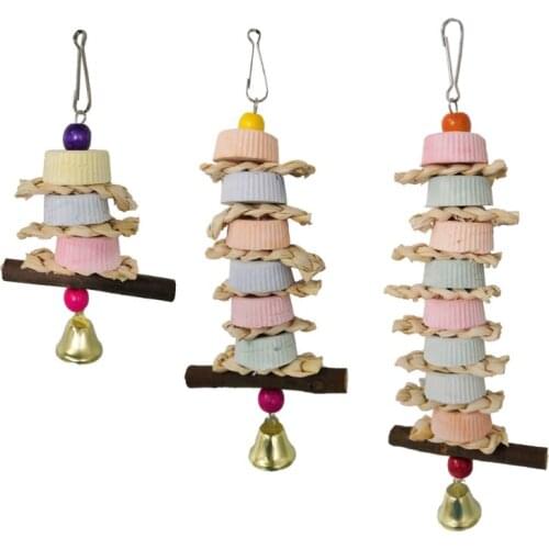Birds Parrot Grinding Stone Chewing Toy Bite String Mouth Molars Stone Toys Straw Corn Leaf Tree Branch