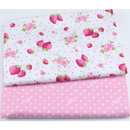 Cute Strawberry Dot 100% Cotton Fabric For Bbay Girl Child, DIY Patchwork Cloth Sewing Sunhat Quilting Fat Quarters Material