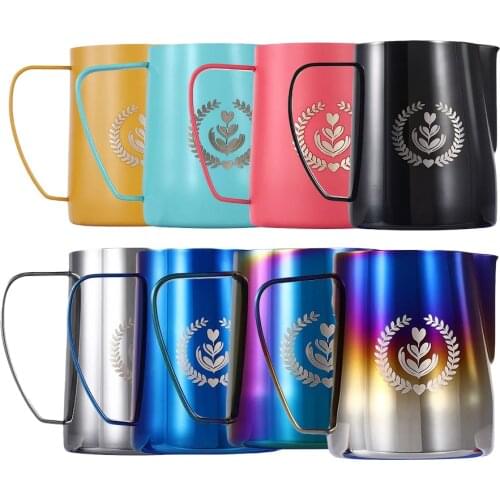 350ML600ML Milk Jug Stainless Steel Frothing Pitcher Pull Flower Cup Coffee Milk Frother Art Milk Foam Tool Coffeware