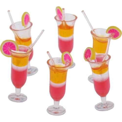 6Pcs 1:12 Dollhouse Miniature Drink Juice Cups Dolls Kitchen Food Accessories