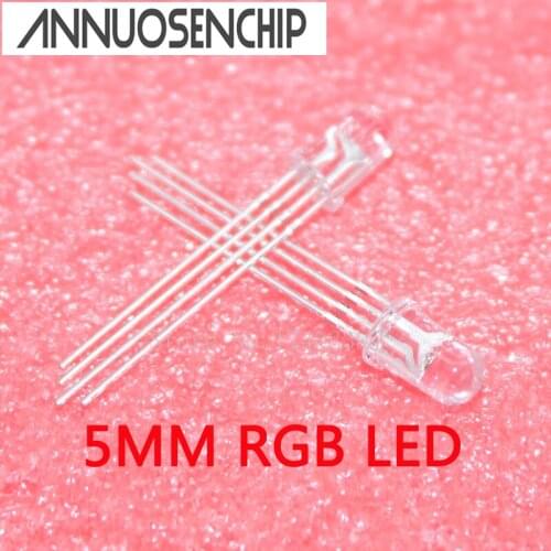 Free shipping 100pcs 5mm RGB LED Common Anode Tri-Color Emitting Diodes F5 RGB Diffused