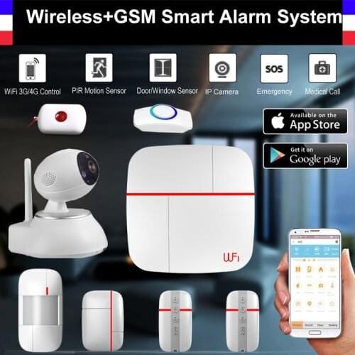 Wireless WiFi + GSM Smart Alarm System PIR Detector Door Sensor HD 720P Wifi IP Camera Home Security Intruder Alarm System