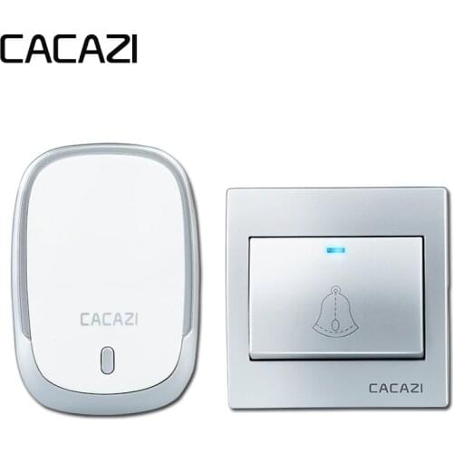 CACAZI Wireless Doorbell Waterproof Battery Button 300M Remote LED Light Receiver Home Cordless Bell 36 Chimes 4 Volume