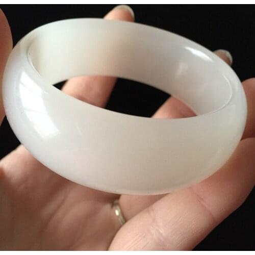 China Hand engraving Widening Jade Bracelet White jade Bracelet 62mm diameter bangle
