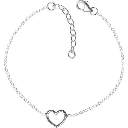 DARK DIAMOND-fit heart bracelet in 925 Sterling Silver Rhodium plated. Jewel atióxido. Adjustable