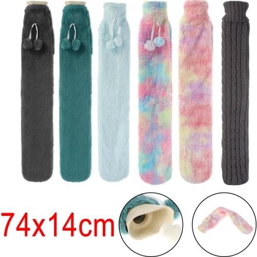 2L Long Hot Water Bottle Fur Cover Material Rubber Warming Bottles