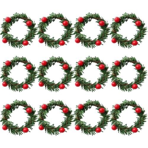 Artificial Wreath Red Napkin Ring Berries PVC Decoration Pine Wreaths Xmas Fruit Banquet Special Event Party New Wedding Flower