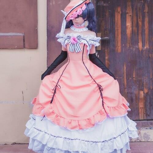 New Anime Black Butler Cosplay Costume Ciel Phantomhive Cosplay Halloween Women Costumes Lolita Dress Set With Hat