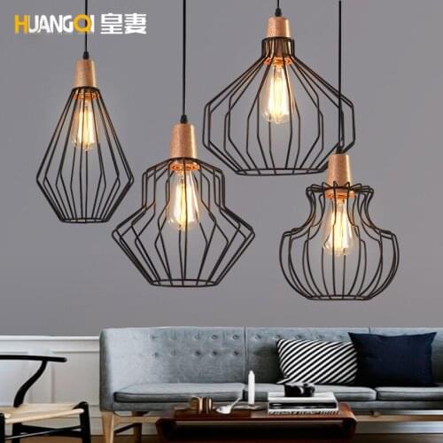 Huangs Wife Loft Dining Room Chandelier Office Bar Iron Cage Nordic Industrial Wind Bar Retro deco chambre