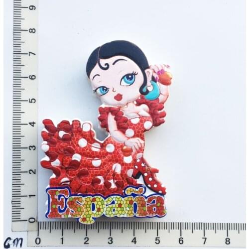 Espana)Fridge Magnet Creative Travel Commemorate Crafts 3D Ornaments Magnetism Resin Material Refrigerator Stickers