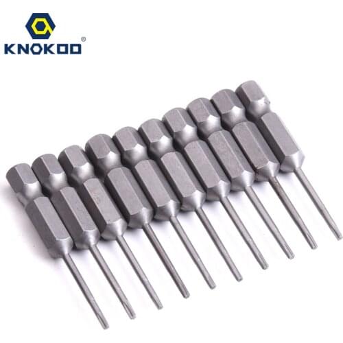 KNOKOO 10pcs/lot S1/4 Head Screwdriver Drill Bit 50MM Length Screw Driver Bits Hex6.35 Shank Magnetic TORX Head Driver Bits