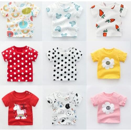 New 2021 Summer Childrens Clothes Baby Girls Short Sleeve Kids Point Printing T-shirt Cotton Casual Toddler Kids Boys Shirt