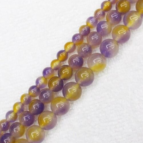 Wholesale 6-10mm Yellow&Purple Jades Round Beads 15",Beads For DIY Jewelry making ,We provide mixed wholesale for all items
