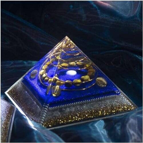 Orgon Energy Pyramid Chakras Stone Orgonite Amethyst Crystals Lapis Lazuli Home Office Decor Resin Reiki Gift