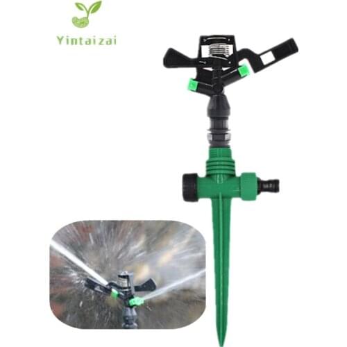 1/2"Plastic Impact Sprinkler With 19.5cm Stake For Garden Yard Watering Irrigation Fittings Hose Connector