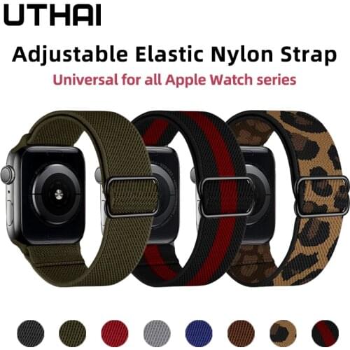 2021 Nylon Woven Fabric Strap For Apple Watch Band 44mm 40mm 38mm 42mm Elastic Bracelet For iWatch Series 6 SE 5 4 3 Strap A60