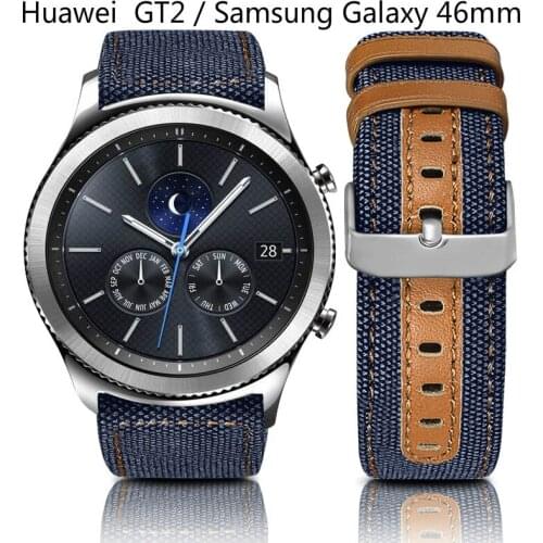 Nylon Strap for Huawei GT2 Amazfit GTR / Samsung Galaxy 46mm Leather Hand Woven Bracelet Accessories 22mm Strap