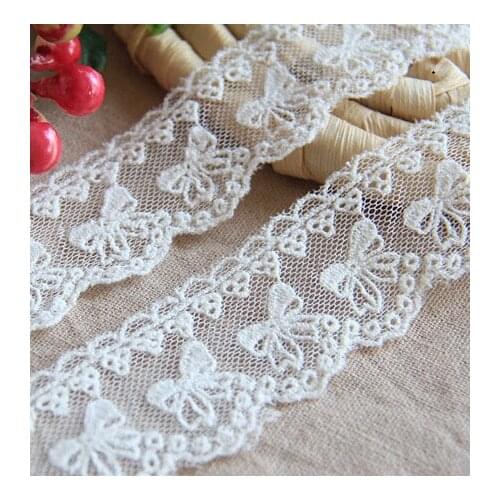 1.57inch wide, white 5yards/lot Bowknot Embroidered Lace Trimming Guipure Lace Trims, Free shipping Z759