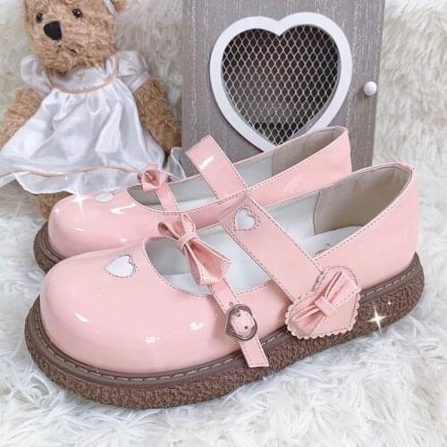 Lovely Japanese Lolita Shoes Pu Leather Fashion Kawaii Cute Student Jk Uniform Tea Party Female Shoe Cosplay Anime Mid Heel 3cm