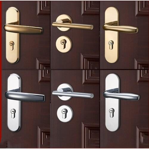 Modern Home Zinc Alloy Door Handle Lock Indoor Security Door Locks Bedroom Mute Deadbolt Lock Furniture Hardware Accessories