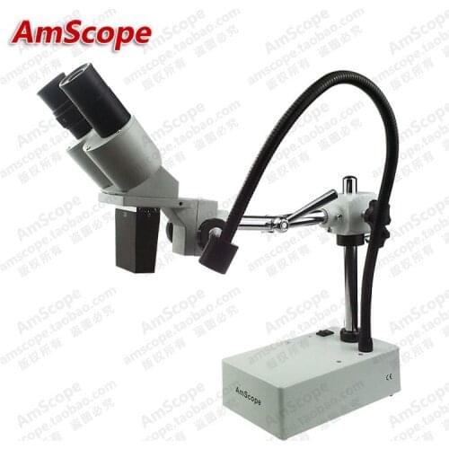 Widefield Stereo Microscope--AmScope Supplies 20X Widefield Stereo Microscope with Boom Arm Stand and Incident Light