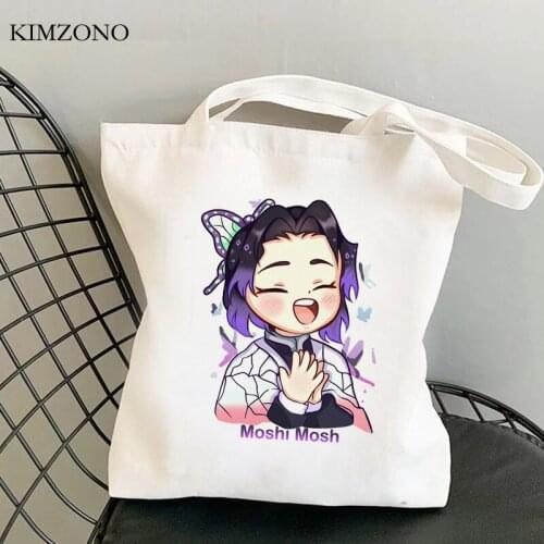 Demon Slayer Kimetsu No Yaiba shopping bag cotton bolsas de tela tote bolsa shopping bag woven fabric bolsa compra sac tissu