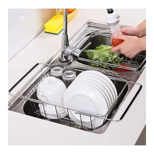 Stainless Steel Vegetables Drain Rack Adjustable Sink Fruit Storage Holder Dish Home Organizer Drying Kitchen Functional Basket