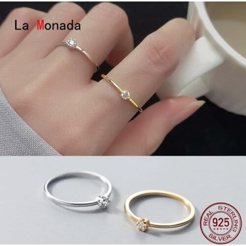 La Monada Women Ring 925 Sterling Silver Minimalist Rings For Women 925 Silver Fine In Jewerly Rings Woman Wedding Wish Inlay 40