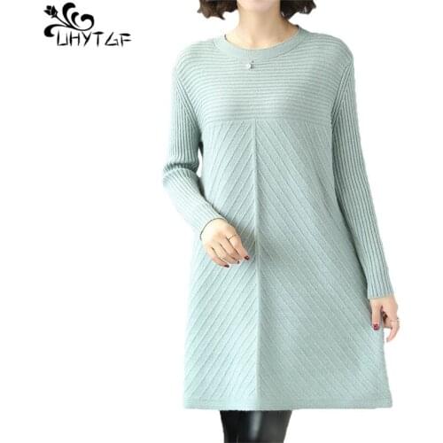 UHYTGF Winter Womens Cashmere sweater Jumper Tops Women 6XL Oversized Sweaters Korean Knitted Pullovers Mujer Warm Knits X631